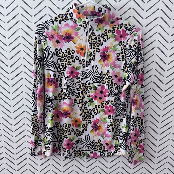 IBKUL Eva Mock Neck Zip Hot Pink Long Sleeve Shirt UPF50+ Golf Women’s Small - Picture 1 of 6